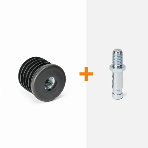 Round insert for castors + threaded stem (M10)