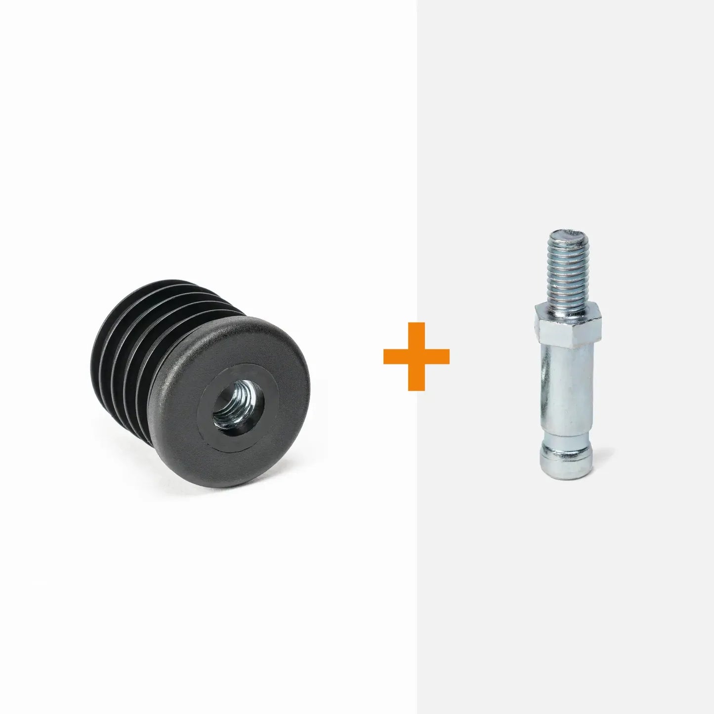 Round insert for castors + threaded stem (M8)