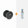 Round insert for castors + threaded stem (M8)