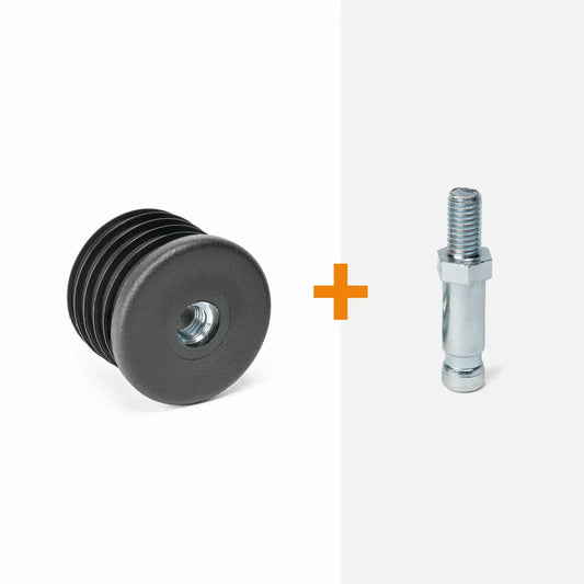Round insert for castors + threaded stem (M8)
