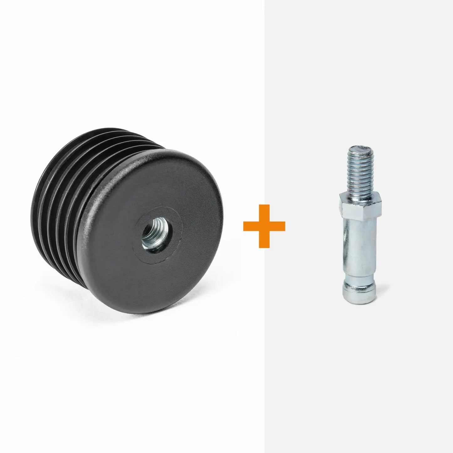 Round insert for castors + threaded stem (M8)