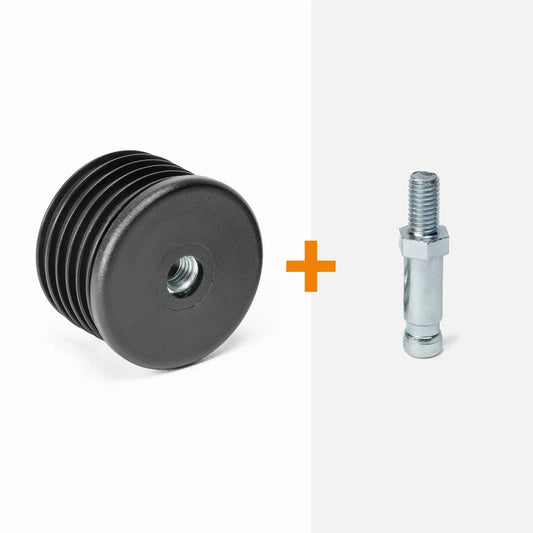 Round insert for castors + threaded stem (M8)