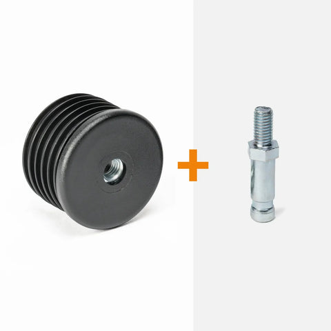 Round insert for castors + threaded stem (M8)