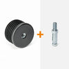 Round insert for castors + threaded stem (M8)