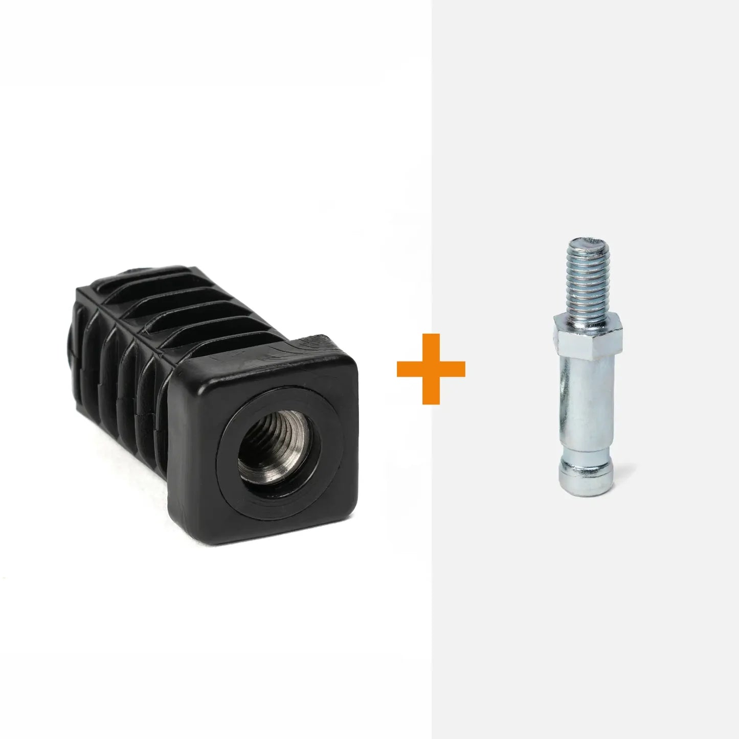 Square insert for castors + threaded stem (M8)