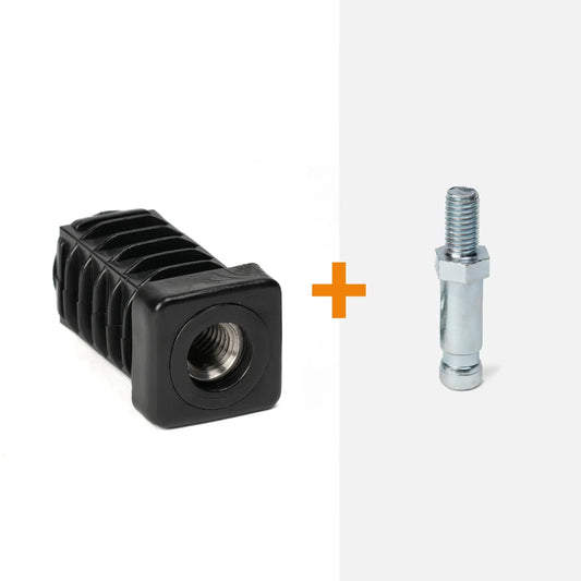 Square insert for castors + threaded stem (M8)