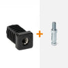Square insert for castors + threaded stem (M8)