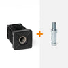 Square insert for castors + threaded stem (M8)