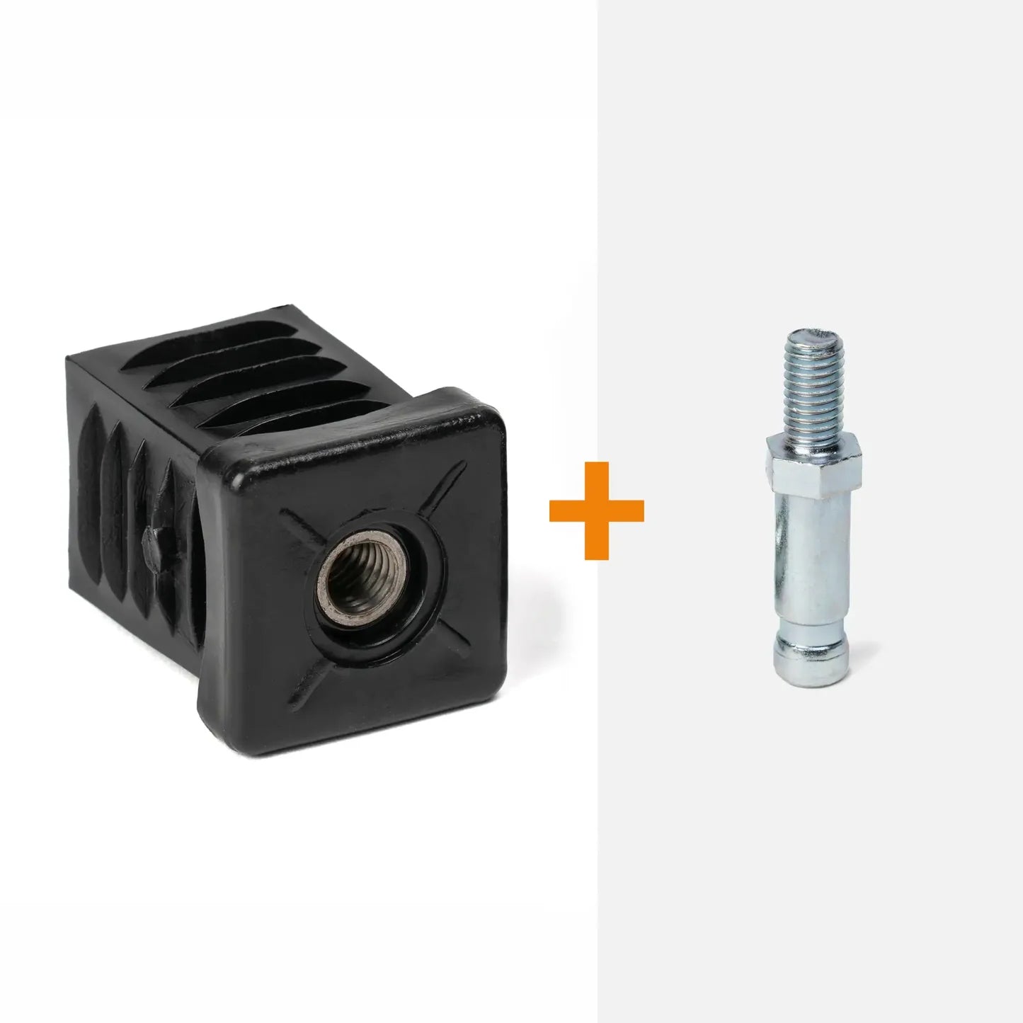 Square insert for castors + threaded stem (M8)