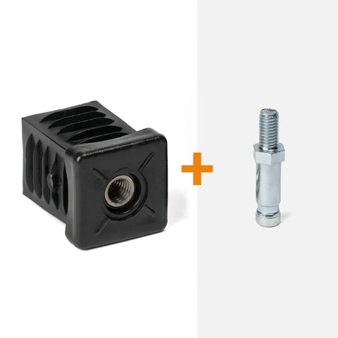 Square insert for castors + threaded stem (M8)
