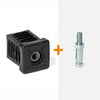 Square insert for castors + threaded stem (M8)